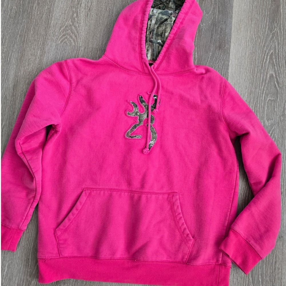 Browning Pink Camo Lined‎ Hoodie Sweatshirt Size L/G